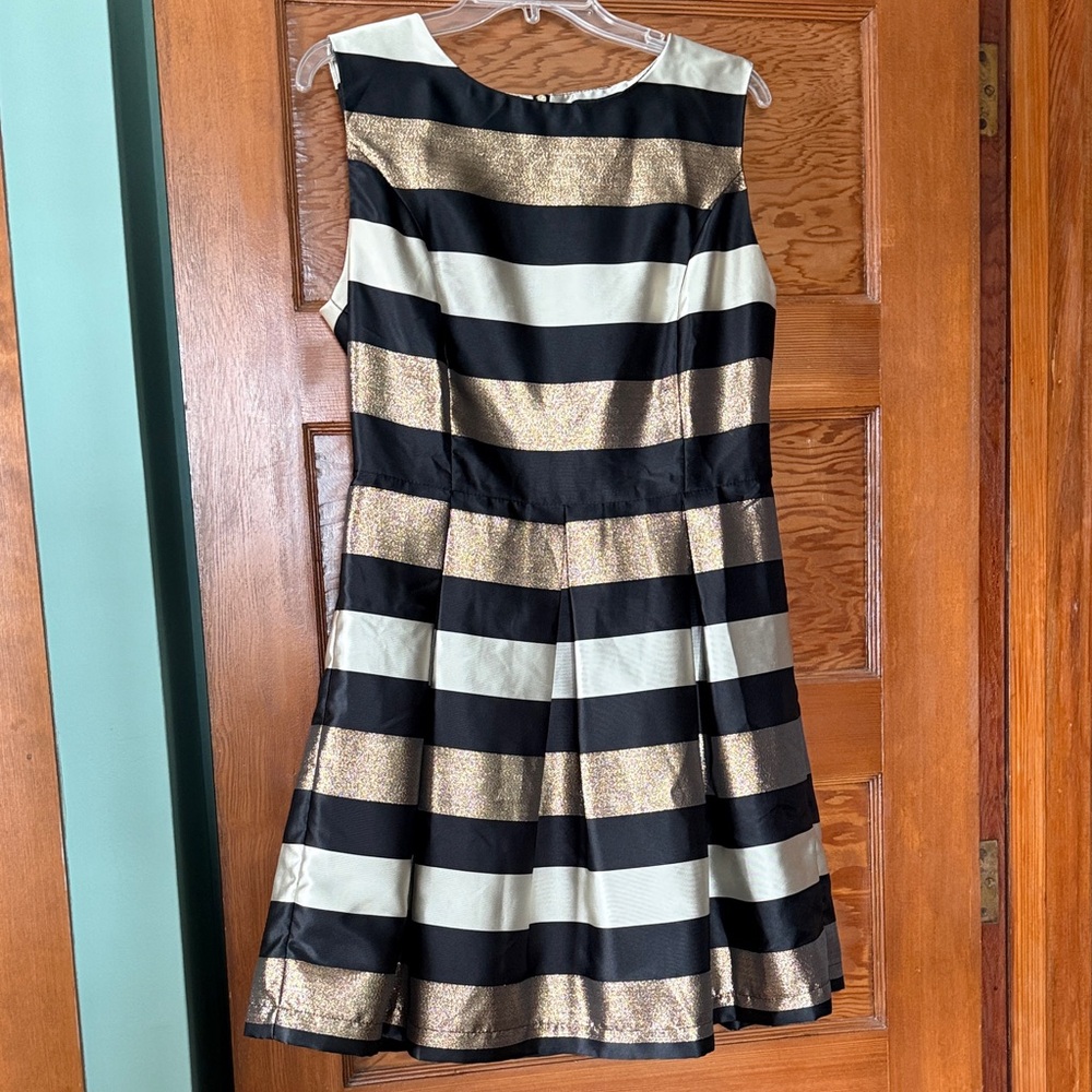 Charming Charlie Striped Mini Dress in Black and Gold